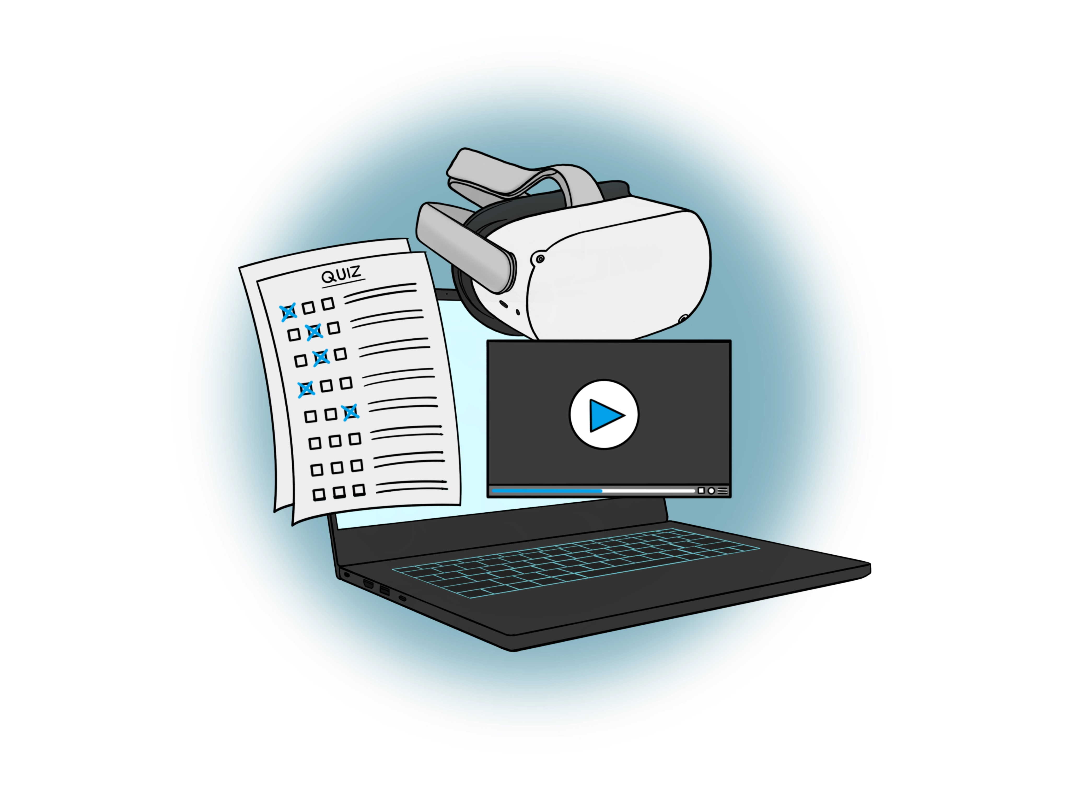 VR & Laptop Illustration